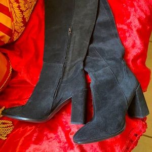 Black suede long boots